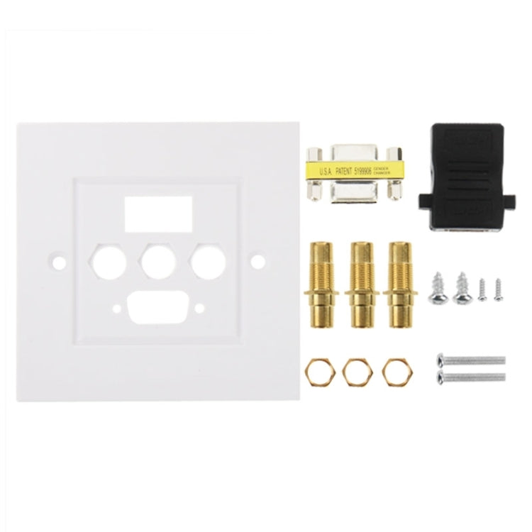 HDMI Female Plug + 3 RCA Female Plugs + VGA Female Plug Wall Plate Panel -  by PMC Jewellery | Online Shopping South Africa | PMC Jewellery | Buy Now Pay Later Mobicred