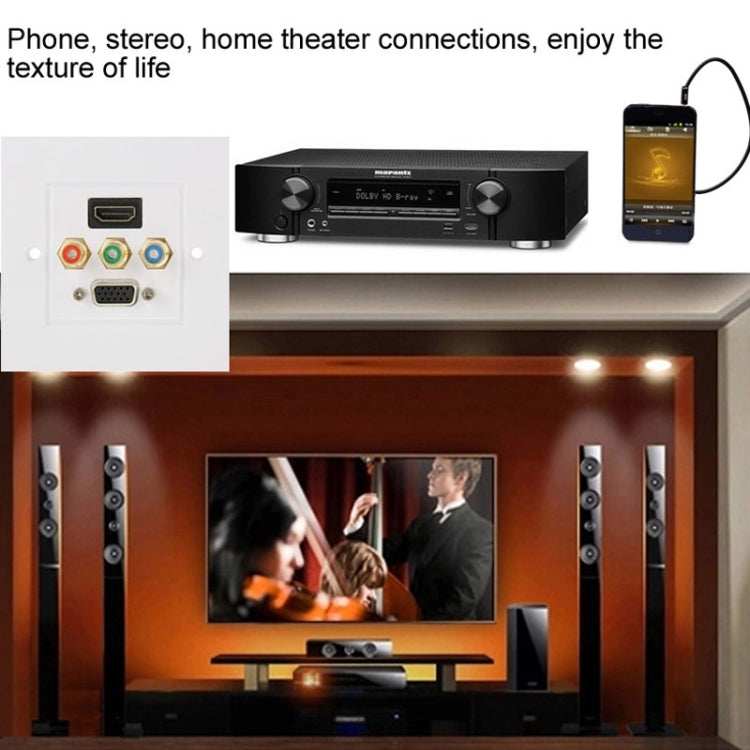 HDMI Female Plug + 3 RCA Female Plugs + VGA Female Plug Wall Plate Panel -  by PMC TechLife | Online Shopping South Africa | PMC TechLife | Buy Now Pay Later Mobicred