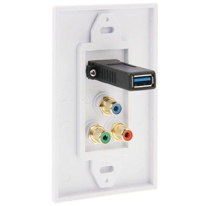 USB 3.0 Female Plug + 3 RCA Female Plugs Wall Plate Panel -  by PMC Jewellery | Online Shopping South Africa | PMC Jewellery | Buy Now Pay Later Mobicred