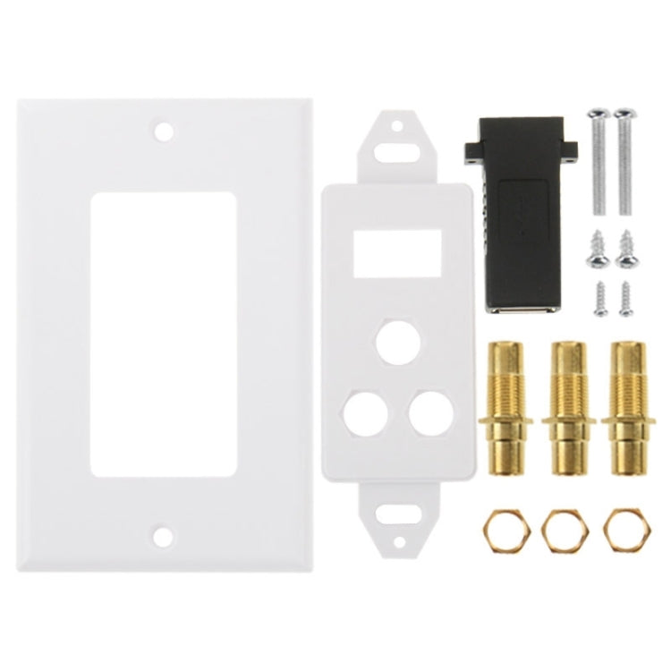 USB 3.0 Female Plug + 3 RCA Female Plugs Wall Plate Panel -  by PMC Jewellery | Online Shopping South Africa | PMC Jewellery | Buy Now Pay Later Mobicred