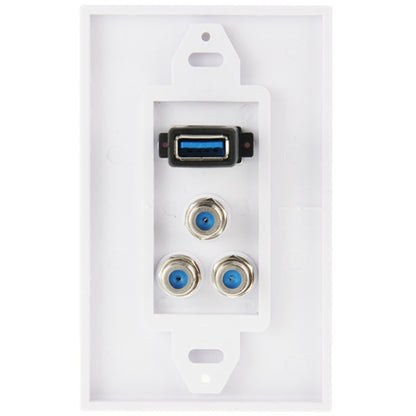 USB 3.0 Female Plug + 3 F Female Plugs Wall Plate Panel -  by PMC Jewellery | Online Shopping South Africa | PMC Jewellery | Buy Now Pay Later Mobicred
