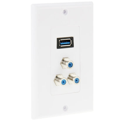 USB 3.0 Female Plug + 3 F Female Plugs Wall Plate Panel -  by PMC Jewellery | Online Shopping South Africa | PMC Jewellery | Buy Now Pay Later Mobicred
