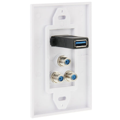 USB 3.0 Female Plug + 3 F Female Plugs Wall Plate Panel -  by PMC Jewellery | Online Shopping South Africa | PMC Jewellery | Buy Now Pay Later Mobicred