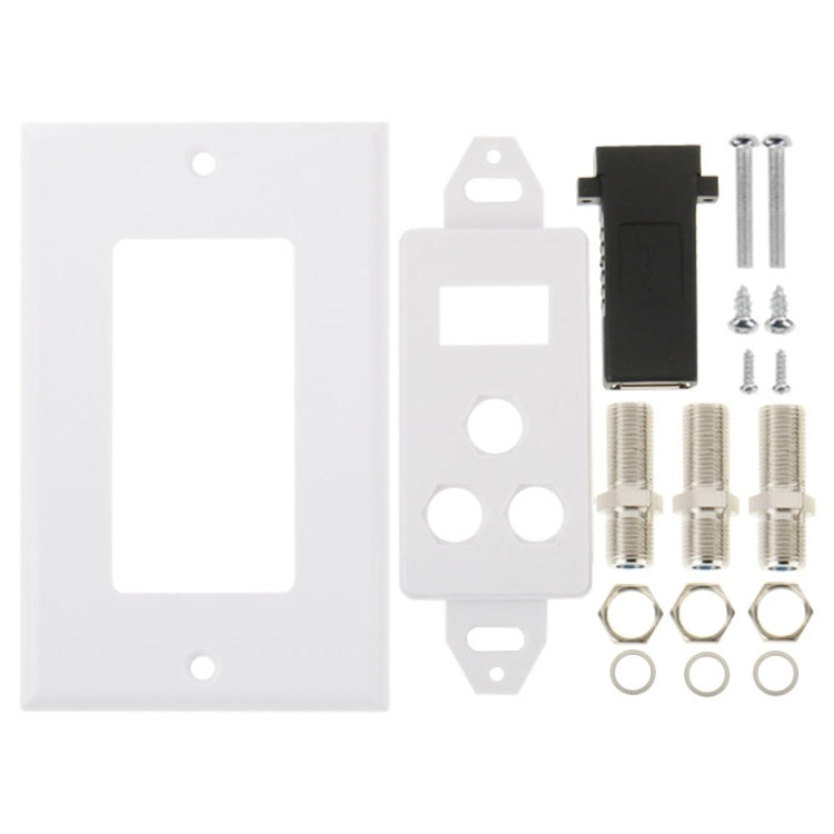 USB 3.0 Female Plug + 3 F Female Plugs Wall Plate Panel -  by PMC Jewellery | Online Shopping South Africa | PMC Jewellery | Buy Now Pay Later Mobicred