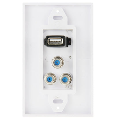 USB 2.0 Female Plug + 3 F Female Plugs Wall Plate Panel -  by PMC Jewellery | Online Shopping South Africa | PMC Jewellery | Buy Now Pay Later Mobicred