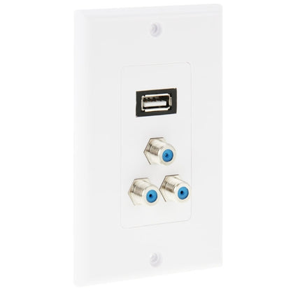 USB 2.0 Female Plug + 3 F Female Plugs Wall Plate Panel -  by PMC Jewellery | Online Shopping South Africa | PMC Jewellery | Buy Now Pay Later Mobicred