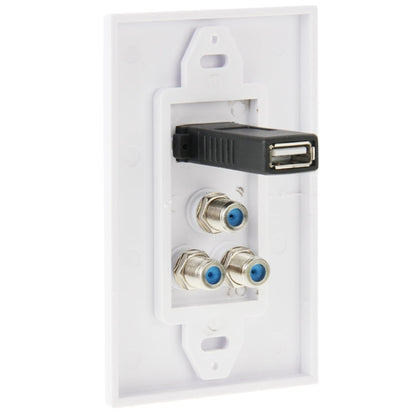 USB 2.0 Female Plug + 3 F Female Plugs Wall Plate Panel -  by PMC Jewellery | Online Shopping South Africa | PMC Jewellery | Buy Now Pay Later Mobicred