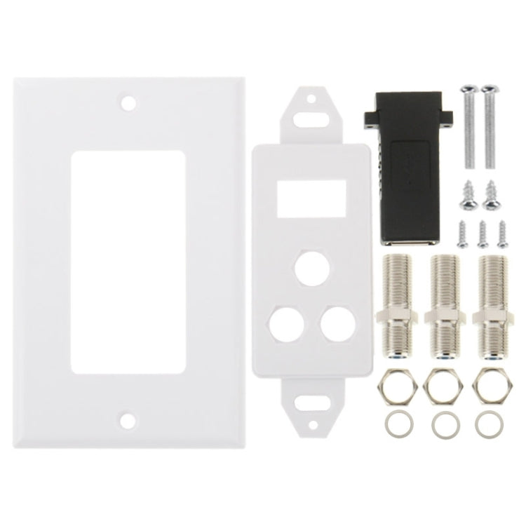 USB 2.0 Female Plug + 3 F Female Plugs Wall Plate Panel -  by PMC Jewellery | Online Shopping South Africa | PMC Jewellery | Buy Now Pay Later Mobicred