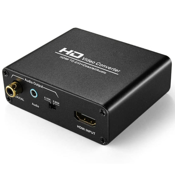 HDV-339 Full HD HDMI to DVI + Digital Coax / Analog Stereo Audio Converter Adapter(Black)