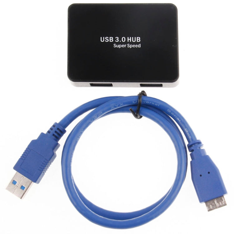 CR-H302 Mirror Surface 4 Ports USB 3.0 Super Speed 5Gbps HUB + 60cm USB 3.0 Transmission Cable(Black) - USB 3.0 HUB by PMC Jewellery | Online Shopping South Africa | PMC Jewellery | Buy Now Pay Later Mobicred