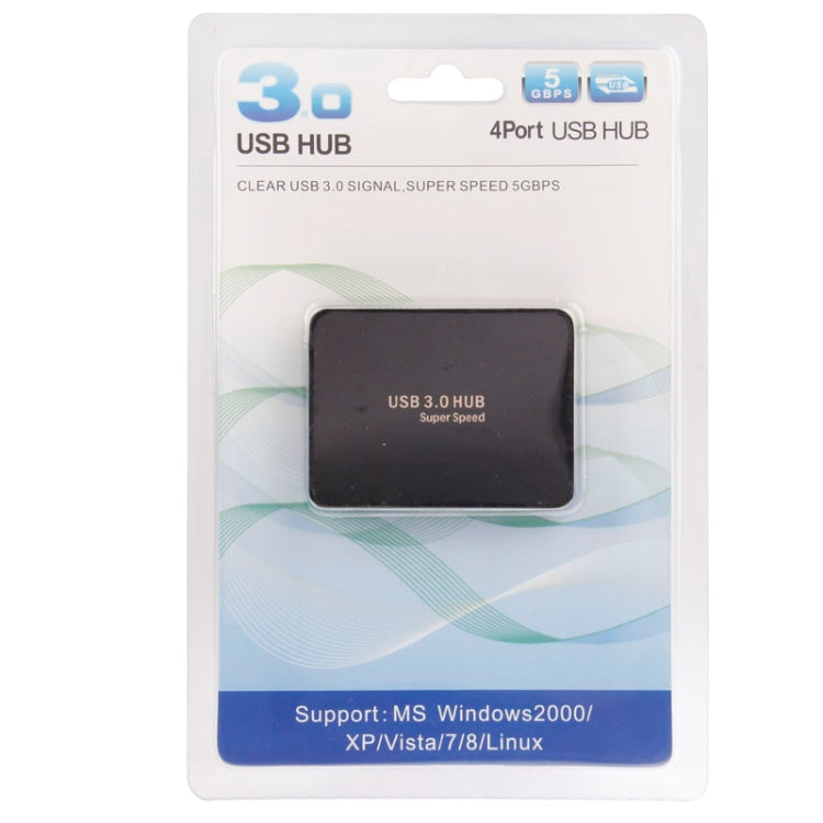 CR-H302 Mirror Surface 4 Ports USB 3.0 Super Speed 5Gbps HUB + 60cm USB 3.0 Transmission Cable(Black) - USB 3.0 HUB by PMC Jewellery | Online Shopping South Africa | PMC Jewellery | Buy Now Pay Later Mobicred