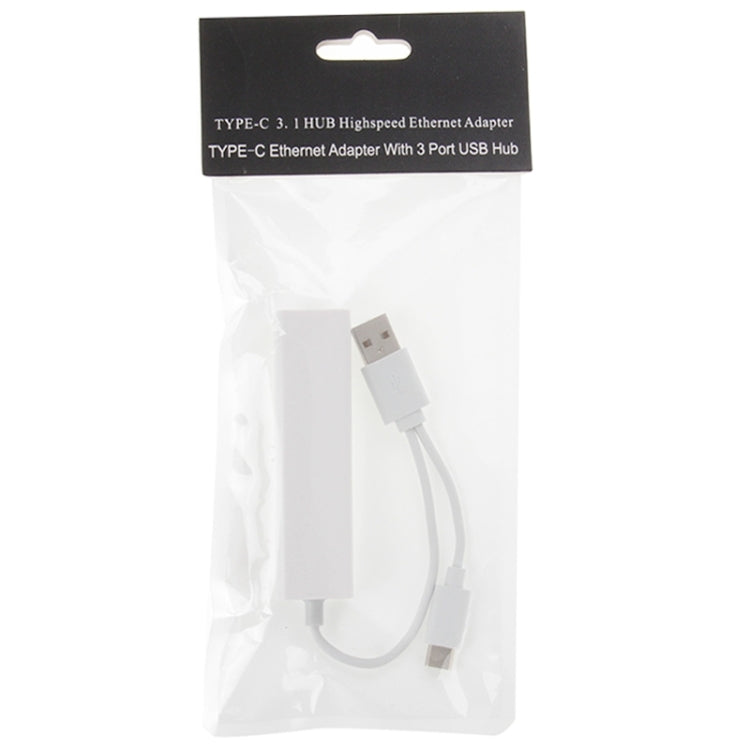 USB-C / Type-C 3.1 to 3 Ports USB HUB + Ethernert Adapter, For Galaxy S8 & S8 + / LG G6 / Huawei P10 & P10 Plus / Xiaomi Mi6 & Max 2 and other Smartphones - USB HUB by PMC Jewellery | Online Shopping South Africa | PMC Jewellery | Buy Now Pay Later Mobicred