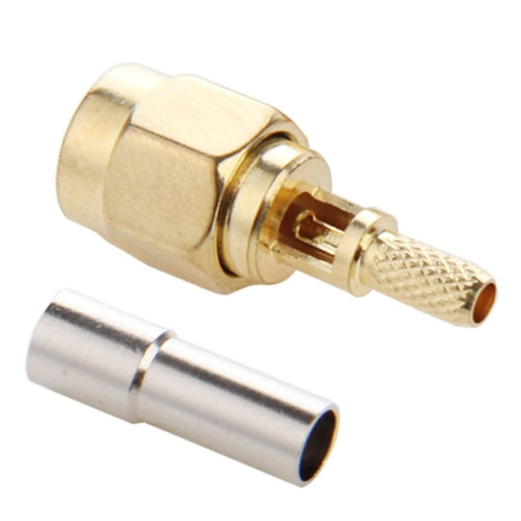 10 PCS Gold Plated Crimp SMA Male Straight Connector Adapter for RG174 / RG188 / RG316 / LMR100 Cable - Connectors by PMC Jewellery | Online Shopping South Africa | PMC Jewellery | Buy Now Pay Later Mobicred
