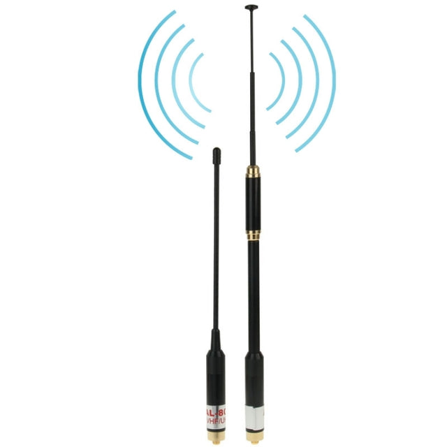 AL-800 Dual Band 144/430MHz High Gain SMA-F Telescopic Handheld Radio Dual Antenna for Walkie Talkie, Antenna Length: 22cm / 86cm
