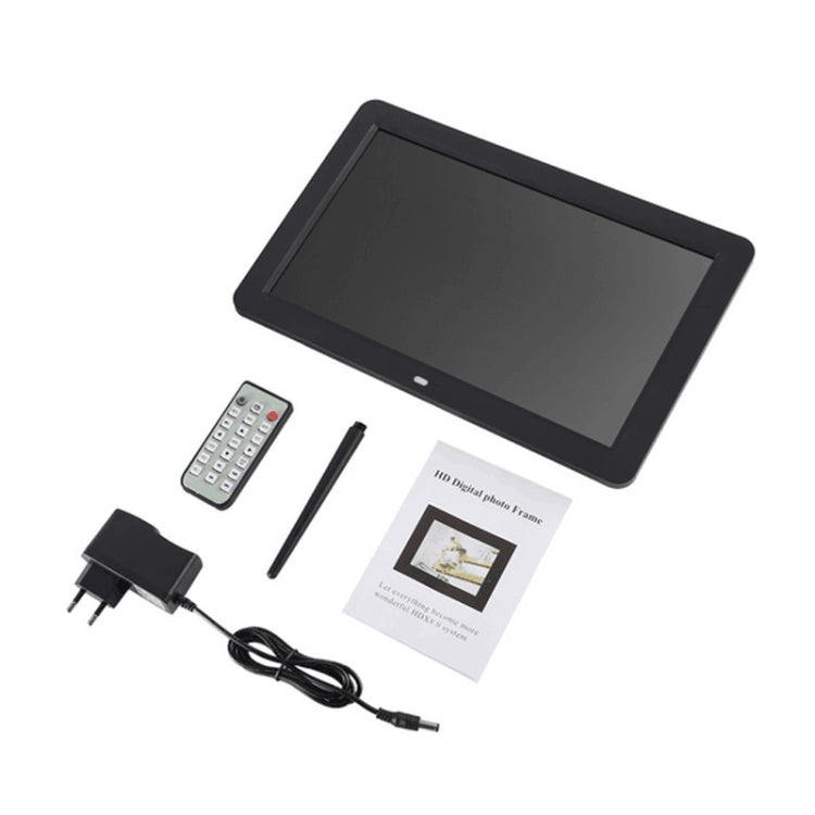 12.0 Inch LED Display Multi-media Digital Photo Frame with Holder / Music & Movie Player / Remote Control Function, Support USB / SD, Built in Stereo Speaker(Black)