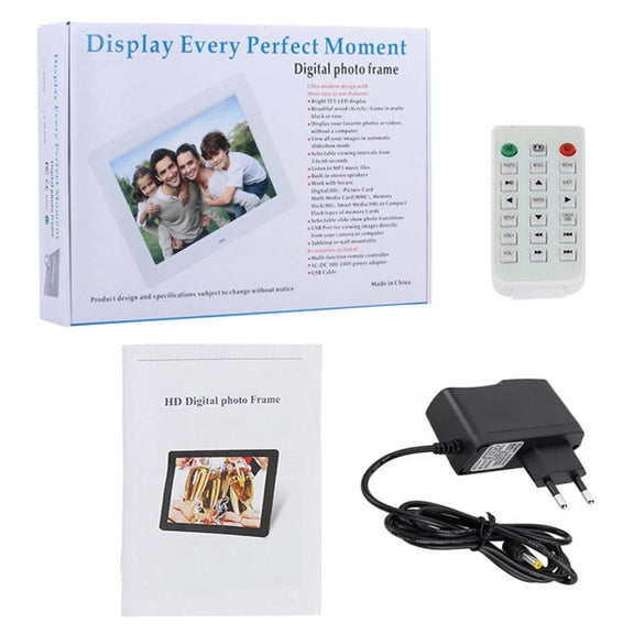 10.1 inch HD Wide Screen Digital Photo Frame with Holder & Remote Control, Allwinner E200, Alarm Clock / MP3 / MP4 / Movie Player(White)