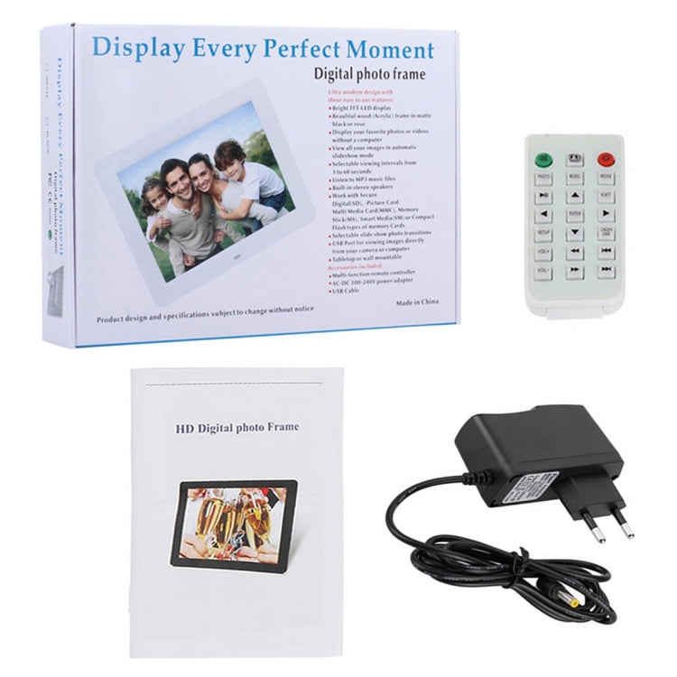 10.1 inch HD Wide Screen Digital Photo Frame with Holder & Remote Control, Allwinner E200, Alarm Clock / MP3 / MP4 / Movie Player(White)