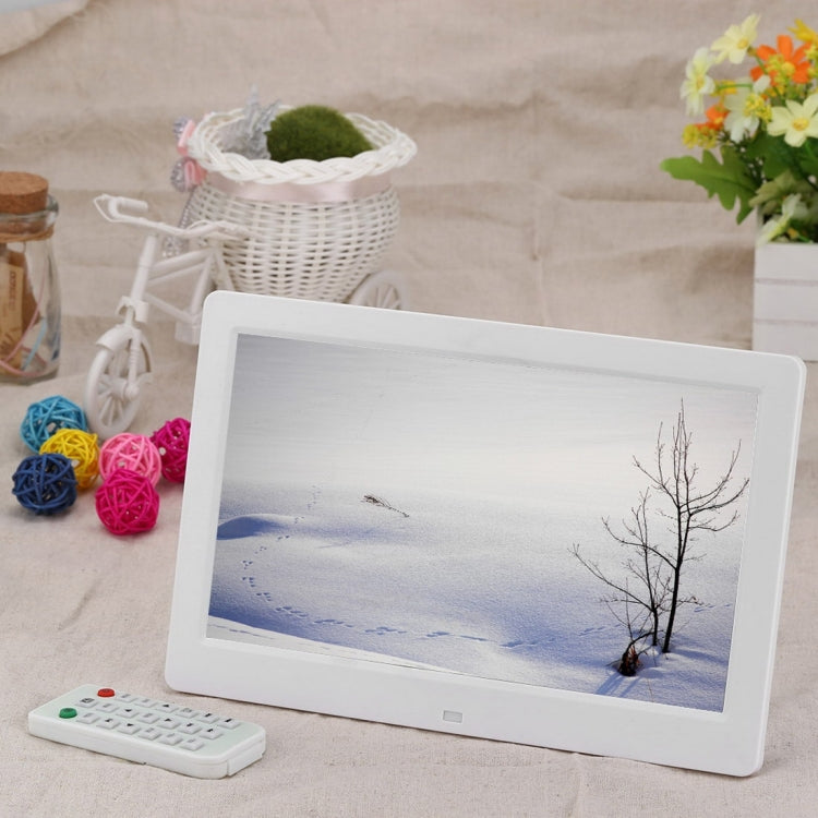 10.1 inch HD Wide Screen Digital Photo Frame with Holder & Remote Control, Allwinner E200, Alarm Clock / MP3 / MP4 / Movie Player(White)