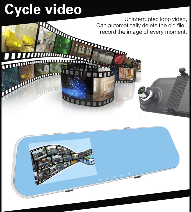 Full HD 1080P 4.3 inch Screen Display Dual Camera Vehicle DVR, 140 Degree Wide Angle Viewing, Support Night Vision / Parking Monitoring / Loop Recording / Motion Detection / G-Sensor / TF Card - Car DVRs by PMC TechLife | Online Shopping South Africa | PMC TechLife | Buy Now Pay Later Mobicred