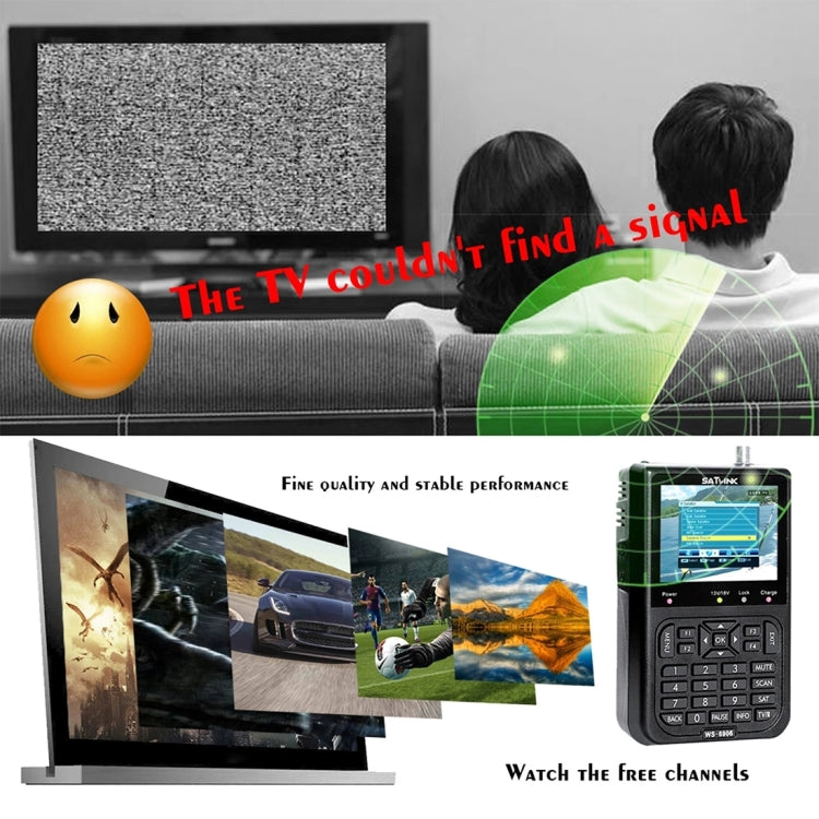 SATLINK WS6906 3.5 inch LCD Colour Screen Portable Digital Satellite Finder Meter(US Plug) - free shipping - PMC TechLife - Order now!