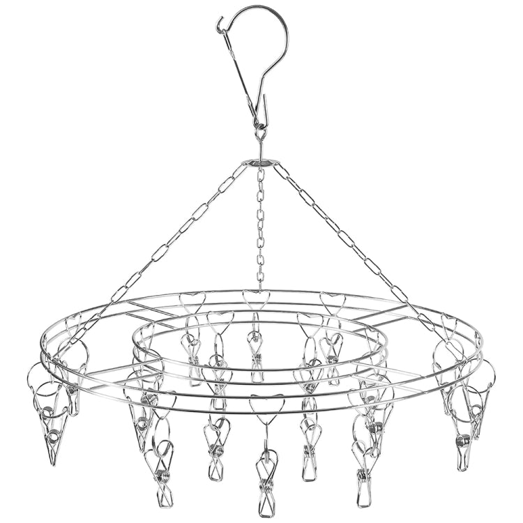 Round Stainless Steel Clothes Clip Hanger with 20 Clips - Shelf & Hooks by PMC TechLife | Online Shopping South Africa | PMC TechLife | Buy Now Pay Later Mobicred