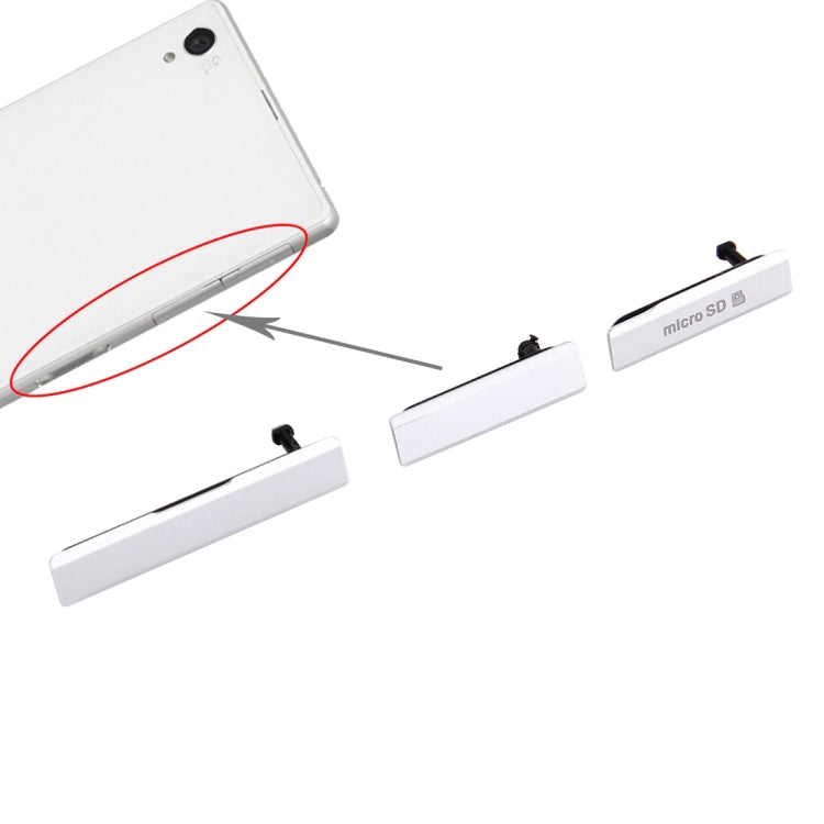 SIM Card Cap + USB Data Charging Port Cover + Micro SD Card Cap Dustproof Block Set for Sony Xperia Z1 / L39h / C6903(White) - Dust Plug by PMc TechLife | Online Shopping South Africa | PMc TechLife | Buy Now Pay Later Mobicred