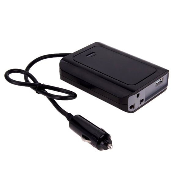 DY-200N, 200W DC 12V to AC Car Power Inverter with 500mA USB Port & EU / US Power Socket(Black)