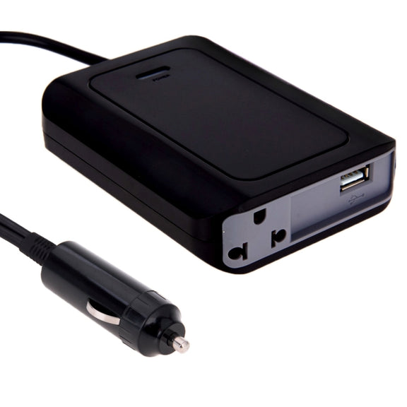 DY-200N, 200W DC 12V to AC Car Power Inverter with 500mA USB Port & EU / US Power Socket(Black)