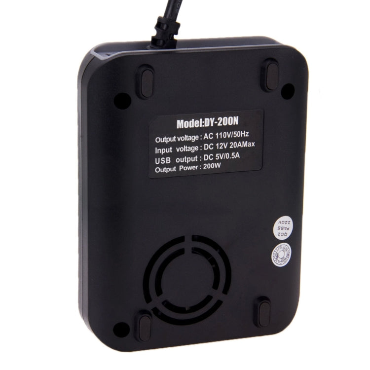 DY-200N, 200W DC 12V to AC Car Power Inverter with 500mA USB Port & EU / US Power Socket(Black)