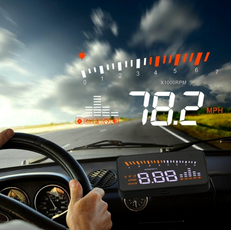 X5 HUD 3 inch Universal Multi Car Head Up Display with OBDII EOBD System, Light Sensors, Rotation Speed, Rotation Speed Unit, Unit Mark, Voltage, Water Temperature, Alarm mark(Black) - Head Up Display System by PMC TechLife | Online Shopping South Africa | PMC TechLife | Buy Now Pay Later Mobicred