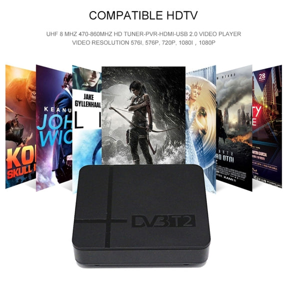 Mini Terrestrial Receiver HD DVB-T2 Set Top Box, Support USB / HDMI / MPEG4 /H.264(UK Plug)
