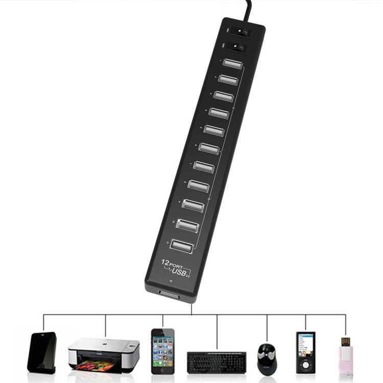 12-Port USB 2.0 HUB，Suitable for Notebook / Netbook(Black)