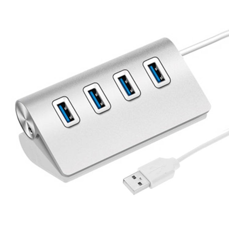 High Speed 5Gbps 4 Ports USB 3.0 HUB Portable Aluminum USB Splitter, Support 2TB(Silver) - USB 3.0 HUB by PMC TechLife | Online Shopping South Africa | PMC TechLife | Buy Now Pay Later Mobicred