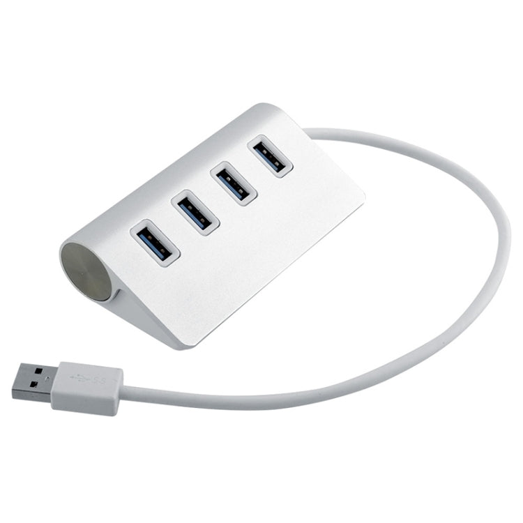 High Speed 5Gbps 4 Ports USB 3.0 HUB Portable Aluminum USB Splitter, Support 2TB(Silver) - USB 3.0 HUB by PMC Jewellery | Online Shopping South Africa | PMC Jewellery | Buy Now Pay Later Mobicred