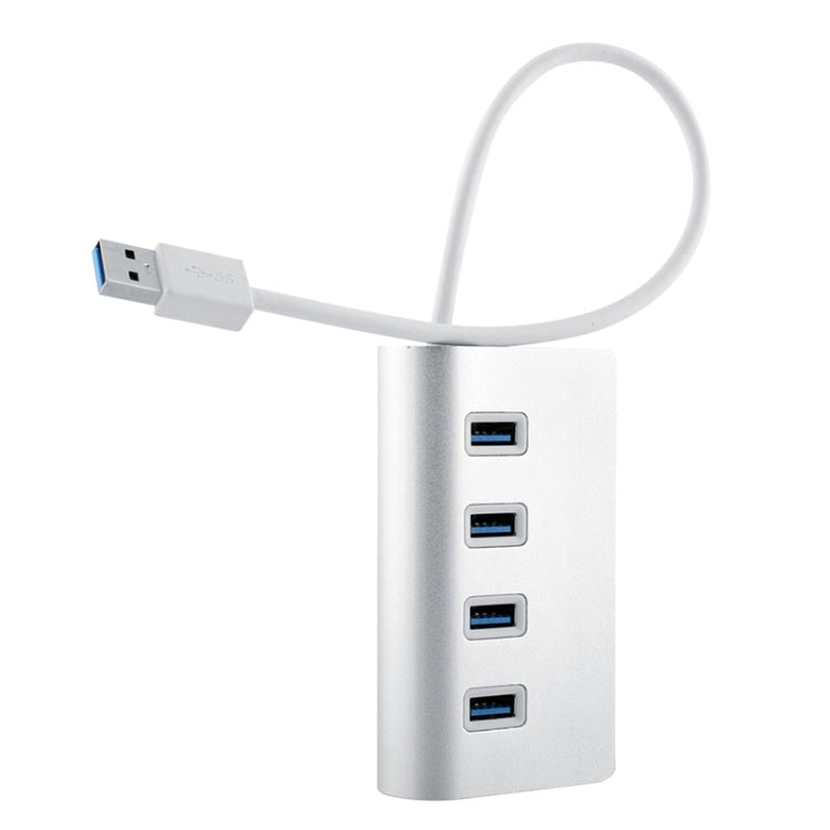 High Speed 5Gbps 4 Ports USB 3.0 HUB Portable Aluminum USB Splitter, Support 2TB(Silver) - USB 3.0 HUB by PMC Jewellery | Online Shopping South Africa | PMC Jewellery | Buy Now Pay Later Mobicred