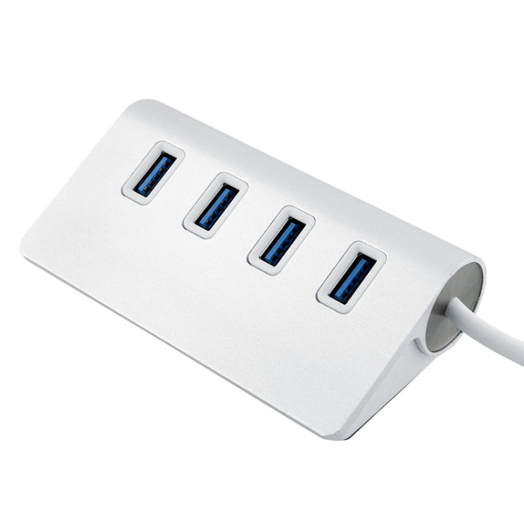 High Speed 5Gbps 4 Ports USB 3.0 HUB Portable Aluminum USB Splitter, Support 2TB(Silver) - USB 3.0 HUB by PMC Jewellery | Online Shopping South Africa | PMC Jewellery | Buy Now Pay Later Mobicred