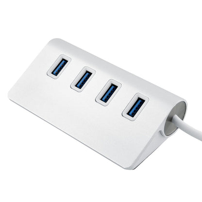 High Speed 5Gbps 4 Ports USB 3.0 HUB Portable Aluminum USB Splitter, Support 2TB(Silver) - USB 3.0 HUB by PMC Jewellery | Online Shopping South Africa | PMC Jewellery | Buy Now Pay Later Mobicred