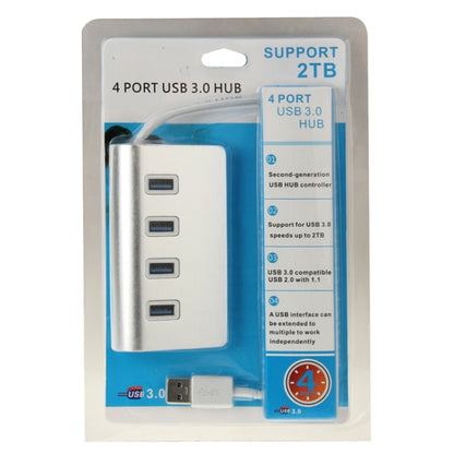 High Speed 5Gbps 4 Ports USB 3.0 HUB Portable Aluminum USB Splitter, Support 2TB(Silver) - USB 3.0 HUB by PMC Jewellery | Online Shopping South Africa | PMC Jewellery | Buy Now Pay Later Mobicred