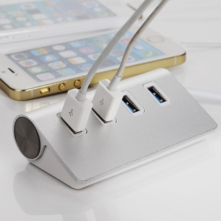 High Speed 5Gbps 4 Ports USB 3.0 HUB Portable Aluminum USB Splitter, Support 2TB(Silver) - USB 3.0 HUB by PMC TechLife | Online Shopping South Africa | PMC TechLife | Buy Now Pay Later Mobicred