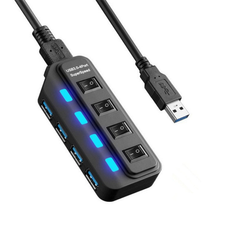 4 Ports USB 3.0 Hub with Individual Switches for each Data Transfer Ports(Black) - USB 3.0 HUB by PMC Jewellery | Online Shopping South Africa | PMC Jewellery | Buy Now Pay Later Mobicred
