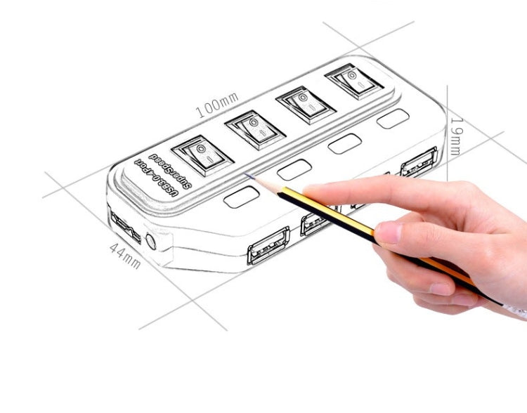 4 Ports USB 3.0 Hub with Individual Switches for each Data Transfer Ports(Black) - USB 3.0 HUB by PMC Jewellery | Online Shopping South Africa | PMC Jewellery | Buy Now Pay Later Mobicred