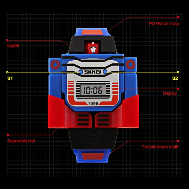 SKMEI Transformation Toy Shape Changing Removable Dial Digital Movement Children Watch with PU Plastic Cement Band(Dark Blue) - free shipping - PMC TechLife - Order now!