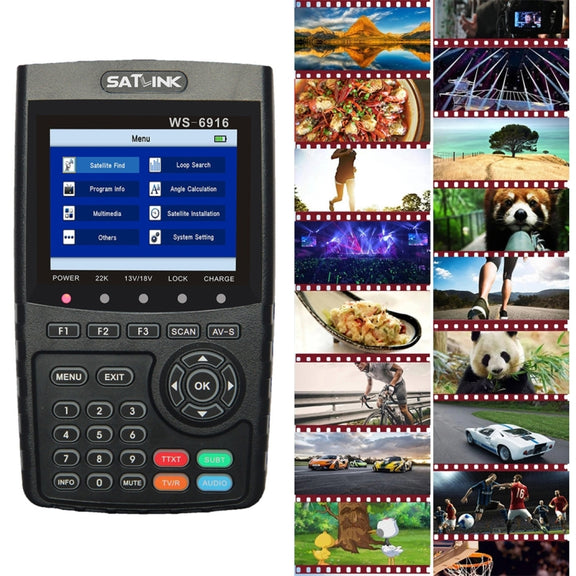 SATLINK WS6916 Digital Satellite Signal Finder Meter, 3.5 inch TFT LCD Screen, Support DVB-S / S2, MPEG-2 / MPEG-4(UK Plug)
