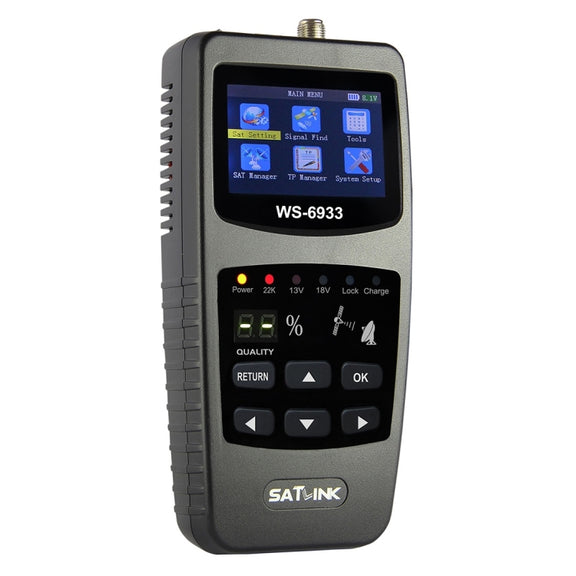 SATLINK WS6933 Portable Digital Satellite Finder Meter, 2.1 inch LCD Colour Screen, DVB-S2/S Signal Pointer(UK Plug)