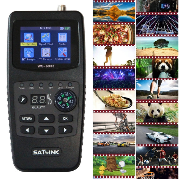 SATLINK WS6933 Portable Digital Satellite Finder Meter, 2.1 inch LCD Colour Screen, DVB-S2/S Signal Pointer(AU Plug)