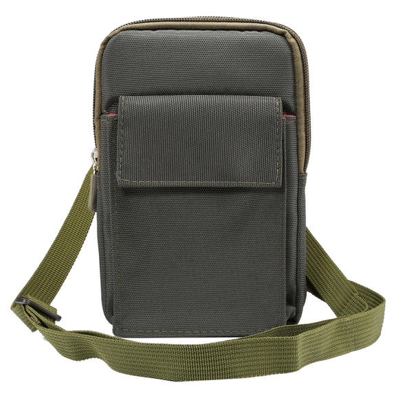6.4 inch and Below Universal Polyester Men Vertical Style Case Shoulder Carrying Bag with Belt Hole & Climbing Buckle, For iPhone, Samsung, Sony, Huawei, Meizu, Lenovo, ASUS, Oneplus, Xiaomi, Cubot, Ulefone, Letv, DOOGEE, Vkworld, and other (Army Green)