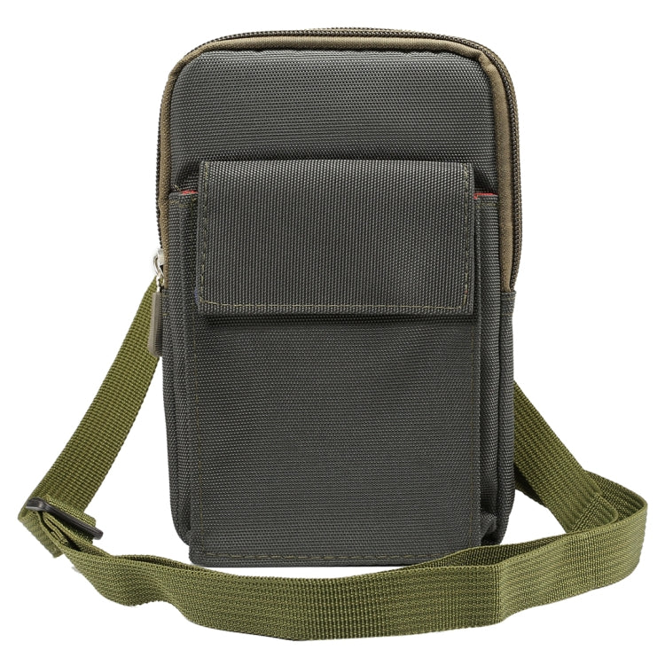 6.4 inch and Below Universal Polyester Men Vertical Style Case Shoulder Carrying Bag with Belt Hole & Climbing Buckle, For iPhone, Samsung, Sony, Huawei, Meizu, Lenovo, ASUS, Oneplus, Xiaomi, Cubot, Ulefone, Letv, DOOGEE, Vkworld, and other (Army Green)