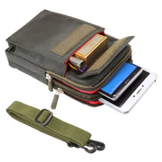6.4 inch and Below Universal Polyester Men Vertical Style Case Shoulder Carrying Bag with Belt Hole & Climbing Buckle, For iPhone, Samsung, Sony, Huawei, Meizu, Lenovo, ASUS, Oneplus, Xiaomi, Cubot, Ulefone, Letv, DOOGEE, Vkworld, and other (Army Green)