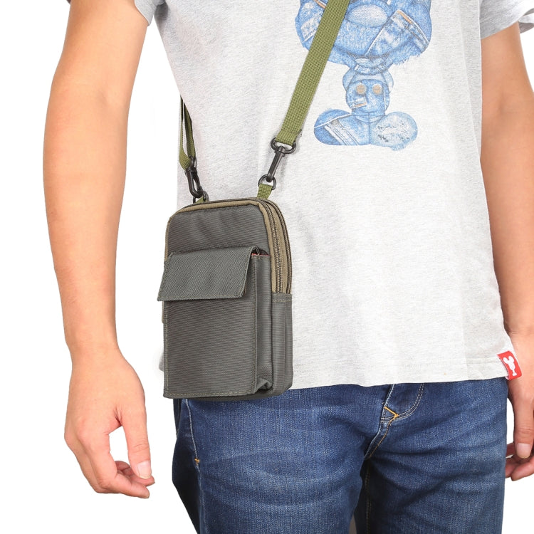 6.4 inch and Below Universal Polyester Men Vertical Style Case Shoulder Carrying Bag with Belt Hole & Climbing Buckle, For iPhone, Samsung, Sony, Huawei, Meizu, Lenovo, ASUS, Oneplus, Xiaomi, Cubot, Ulefone, Letv, DOOGEE, Vkworld, and other (Army Green)