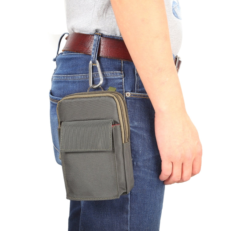 6.4 inch and Below Universal Polyester Men Vertical Style Case Shoulder Carrying Bag with Belt Hole & Climbing Buckle, For iPhone, Samsung, Sony, Huawei, Meizu, Lenovo, ASUS, Oneplus, Xiaomi, Cubot, Ulefone, Letv, DOOGEE, Vkworld, and other (Army Green)